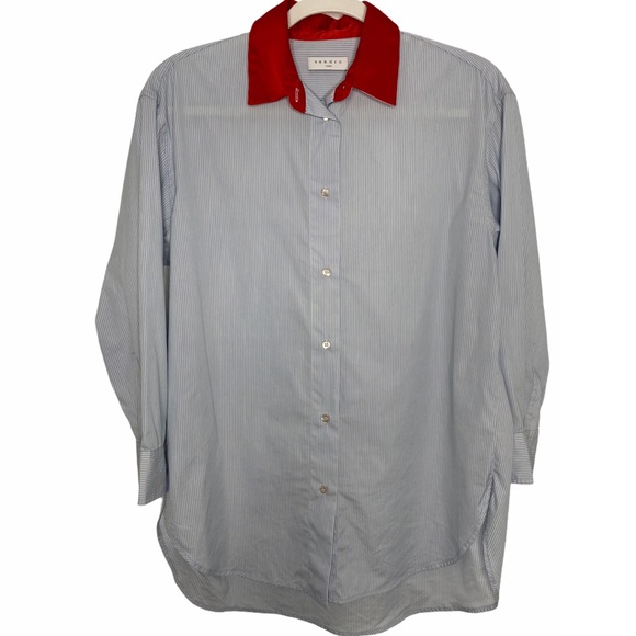 Sandro Paris Stripped Button Up Shirt Top Sz S - Picture 2 of 12